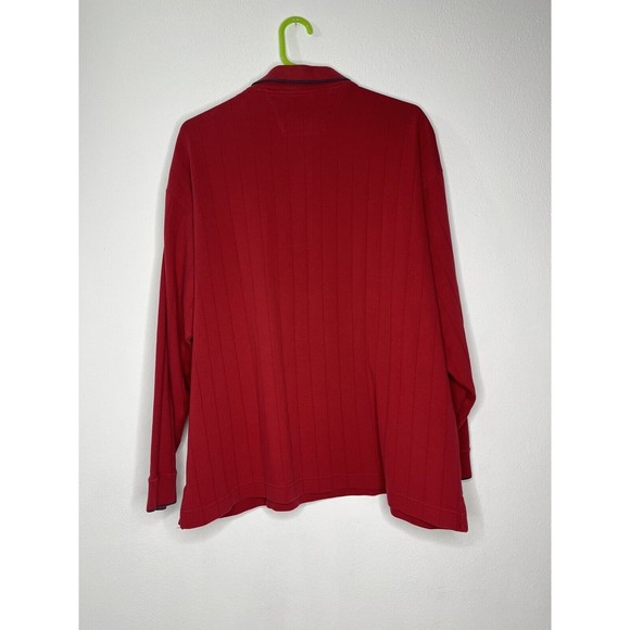 Vintage Alexander Julian Colours - Mens XL Long Sleeve Polo Shirt Red Striped - Picture 2 of 5